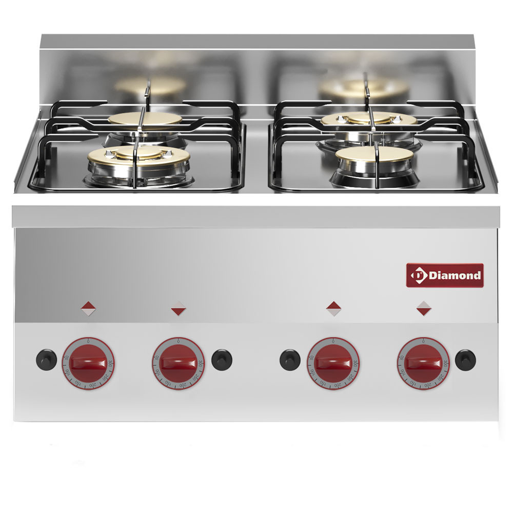 DIAMOND Cuisinière gaz 4 feux Top - Pour cuisine professionnelle