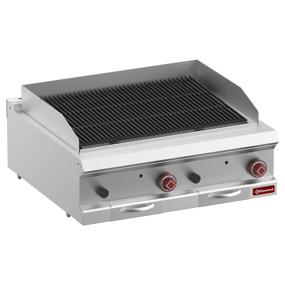 Grill pierre de lave DIAMOND - Grille fonte double face viande/poisson