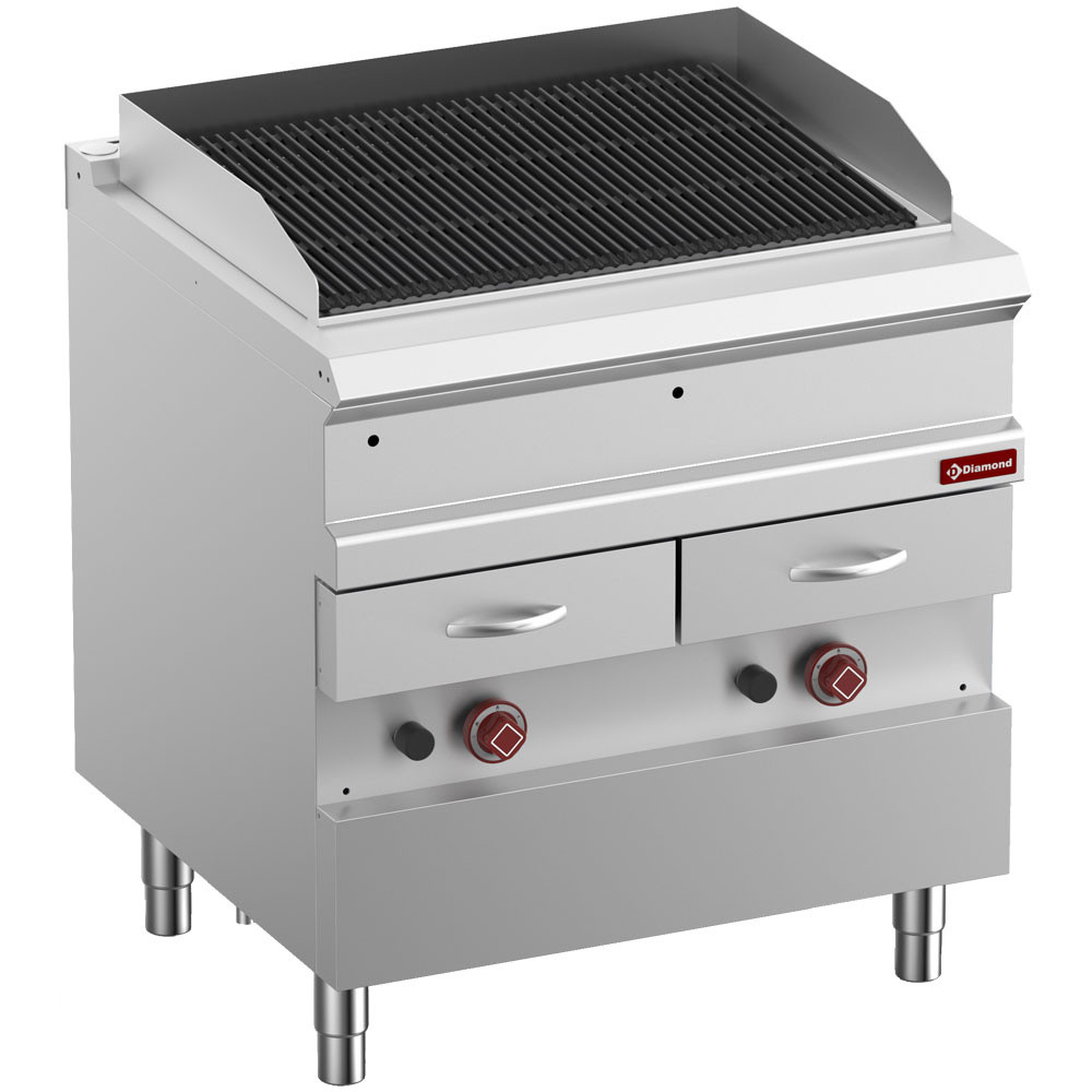 Grill vapeur gaz DIAMOND OPTIMA 700 EVO - Grille fonte double face 1/1