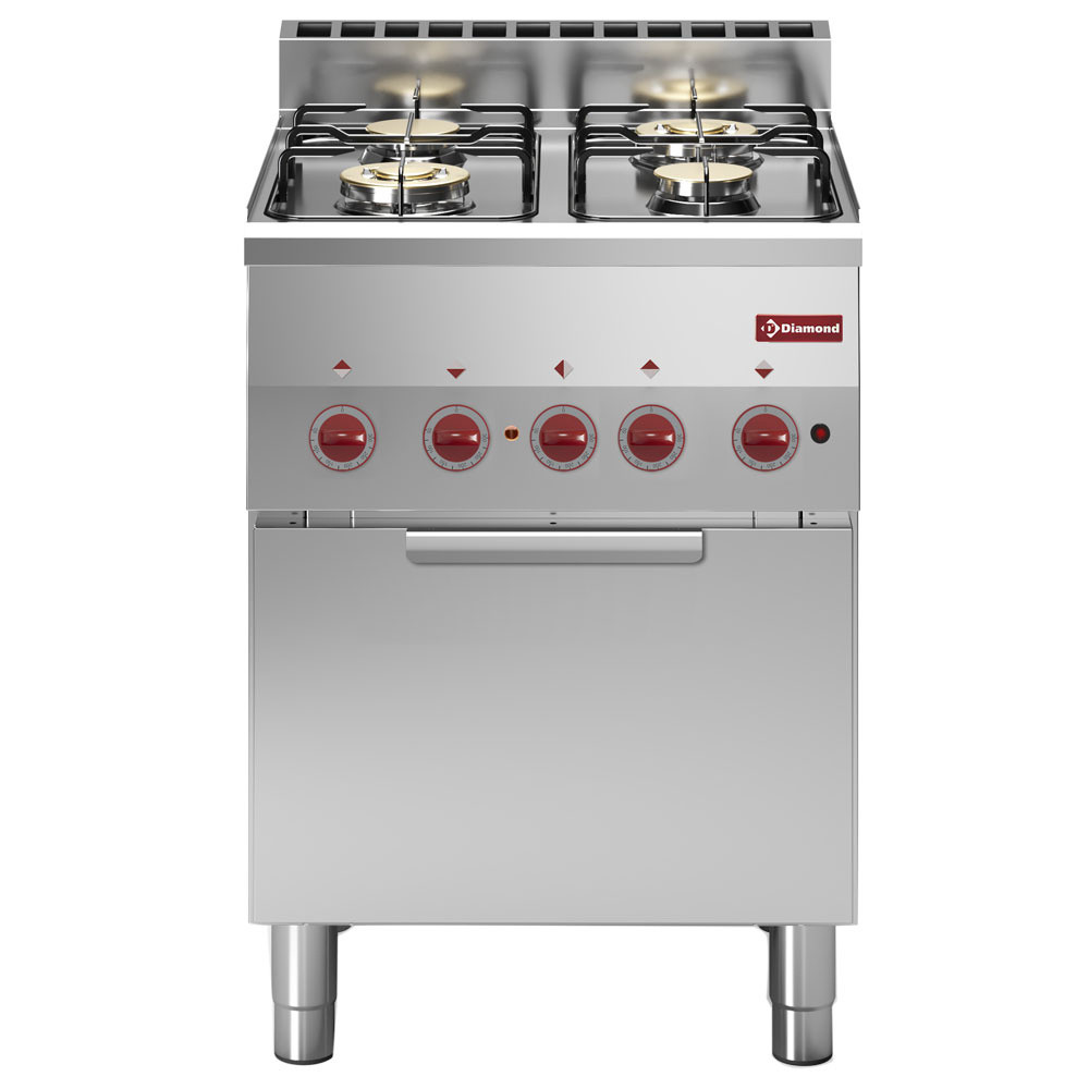 Fourneau gaz 4 feux avec four convection électrique DIAMOND GN 2/3