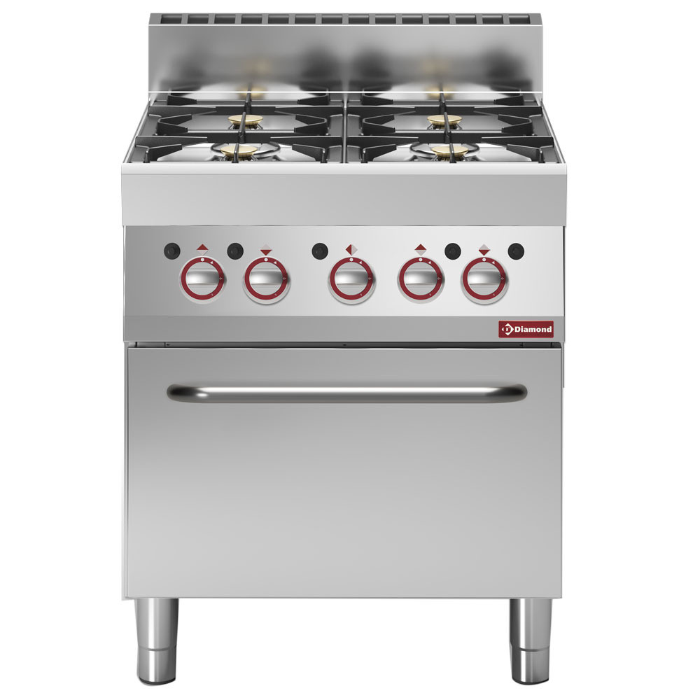 Fourneau gaz DIAMOND 4 feux + four - Cuisine professionnelle puissante