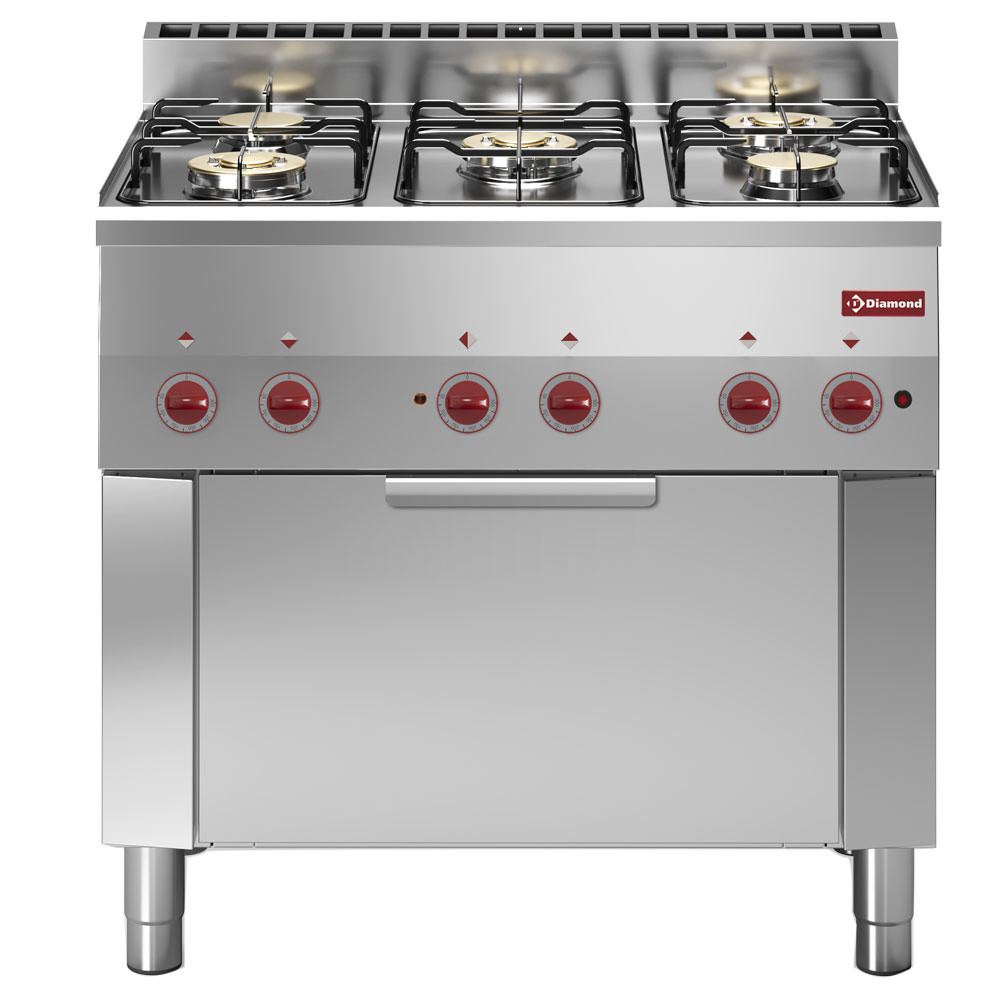 Fourneau DIAMOND 5 feux gaz avec four convection électrique GN 1/1