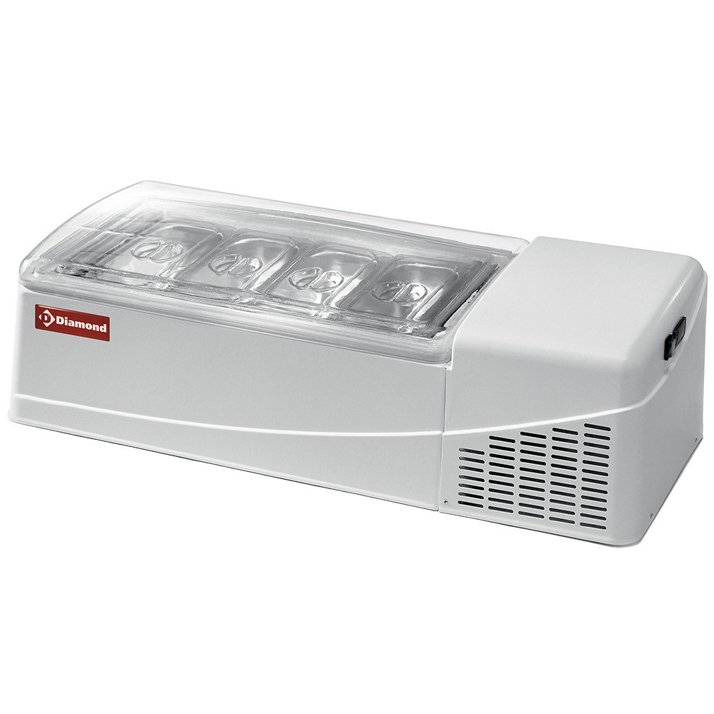 Conservateur de crème glacée Diamond - 4-8 goûts blanc - Professionnel