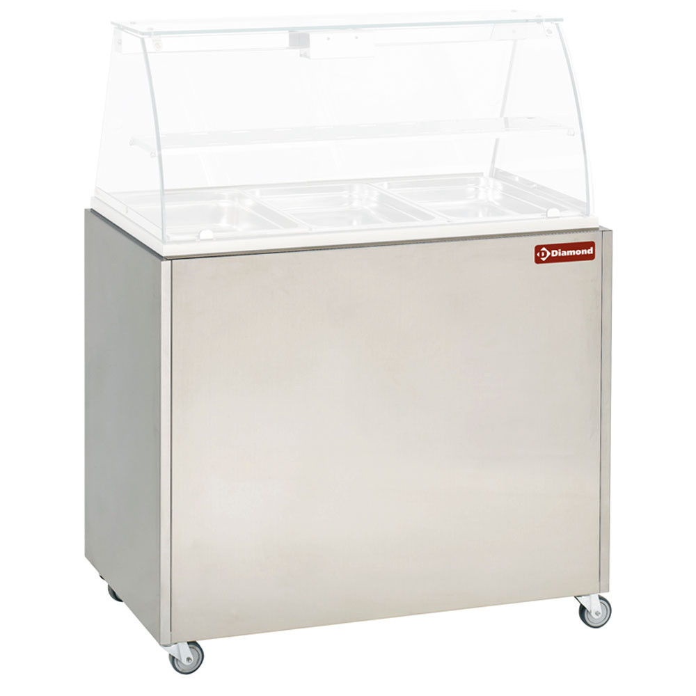 Support vitrine VBE-311 DIAMOND - Meuble inox mobile roulettes freins