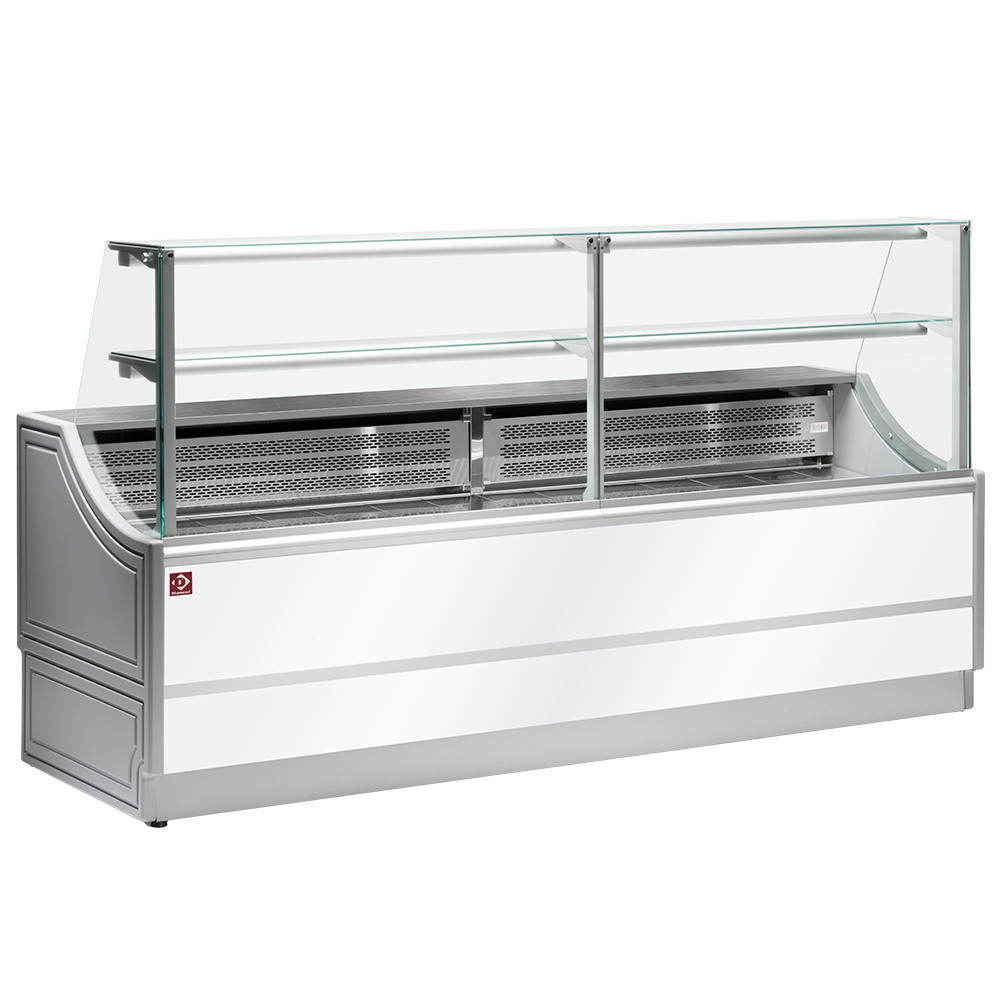 Comptoir réfrigéré Diamond vitre droite 90° avec réserve - Pro