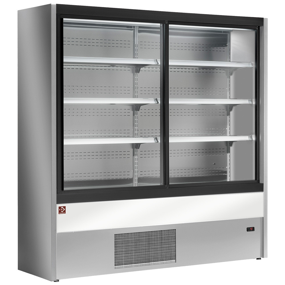 Murale réfrigéré ventilé Diamond, portes coulissantes verre GRIS/BLANC