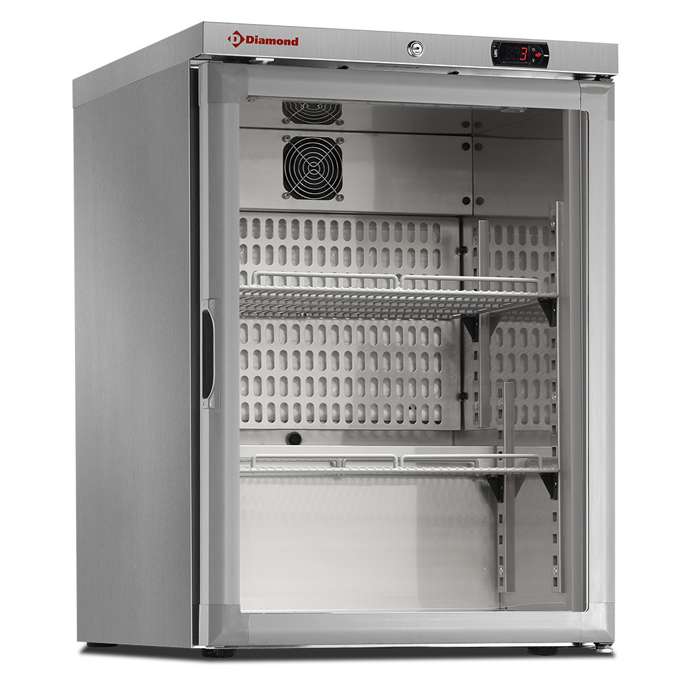 Frigo ventilé DIAMOND 150L - Porte vitrée réversible - Acier inox