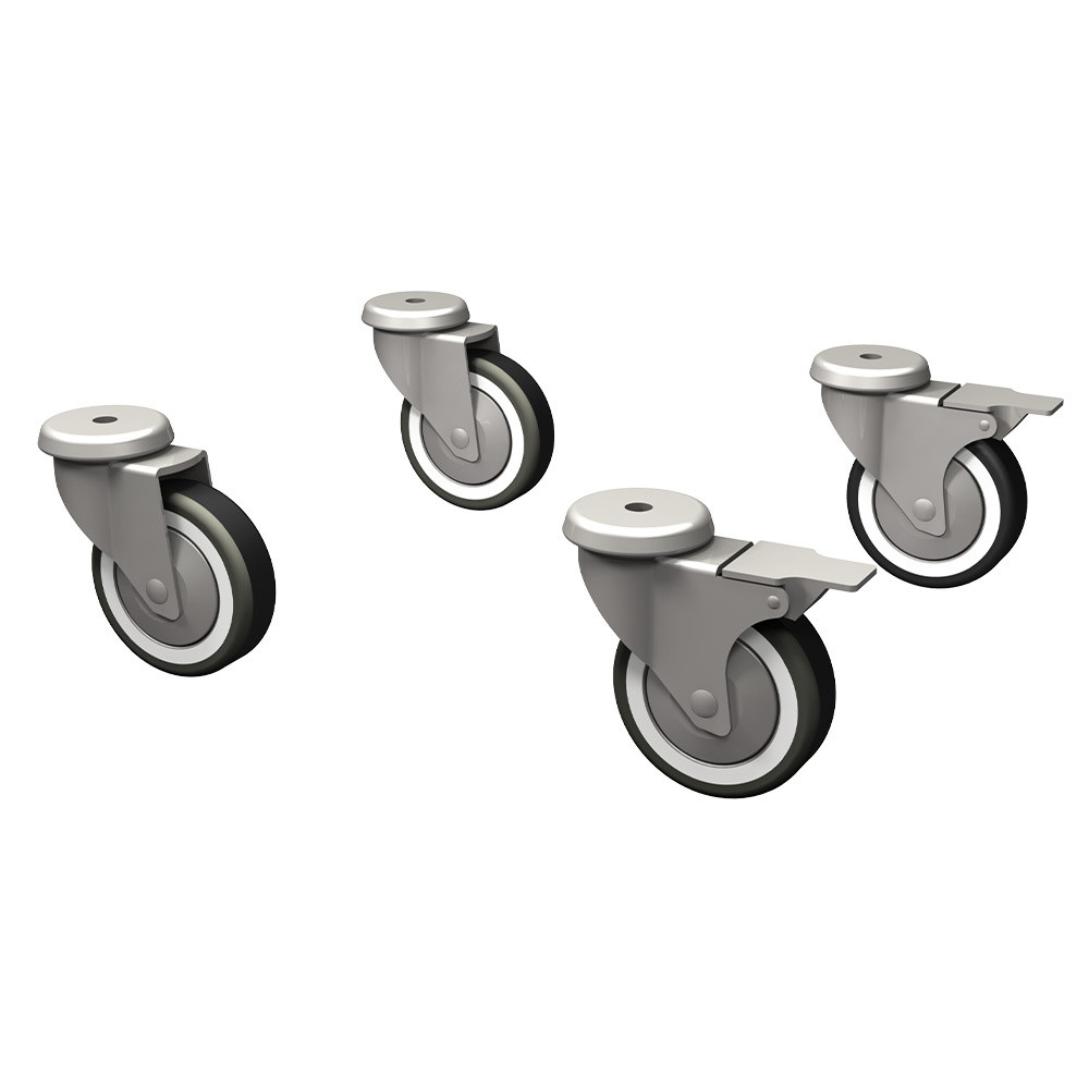 Kit 4 roues pivotantes galvanisées Diamond - 2 avec freins ø100 mm