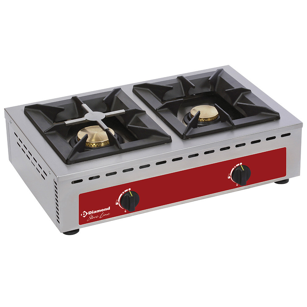 Réchaud gaz DIAMOND 2 brûleurs 7+5 kW - Réchaud de table professionnel