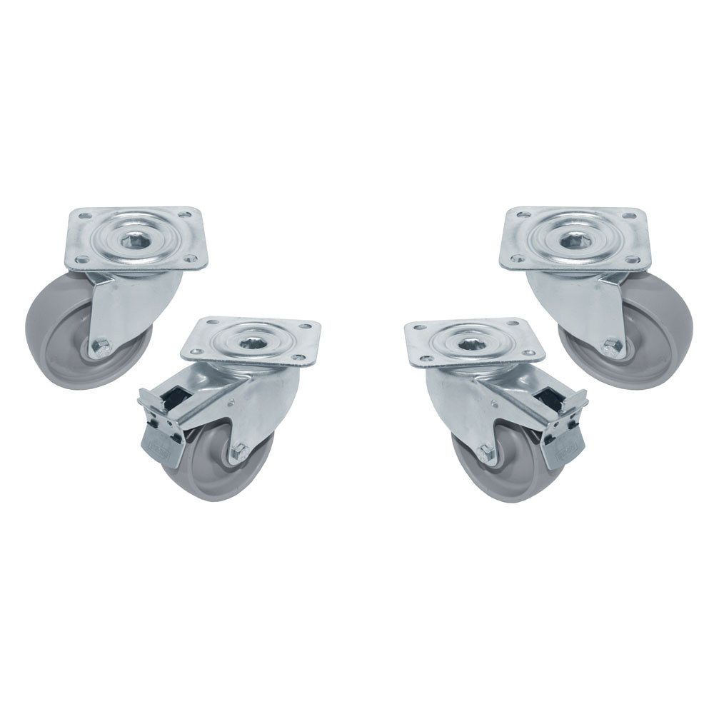 Kit 4 roues inox pour tables pivotantes DIAMOND - 2 avec freins