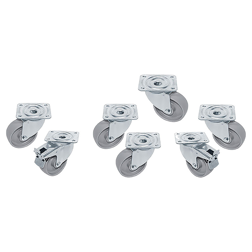 Kit 7 Roues inox pour tables pivotantes DIAMOND - 2 avec freins