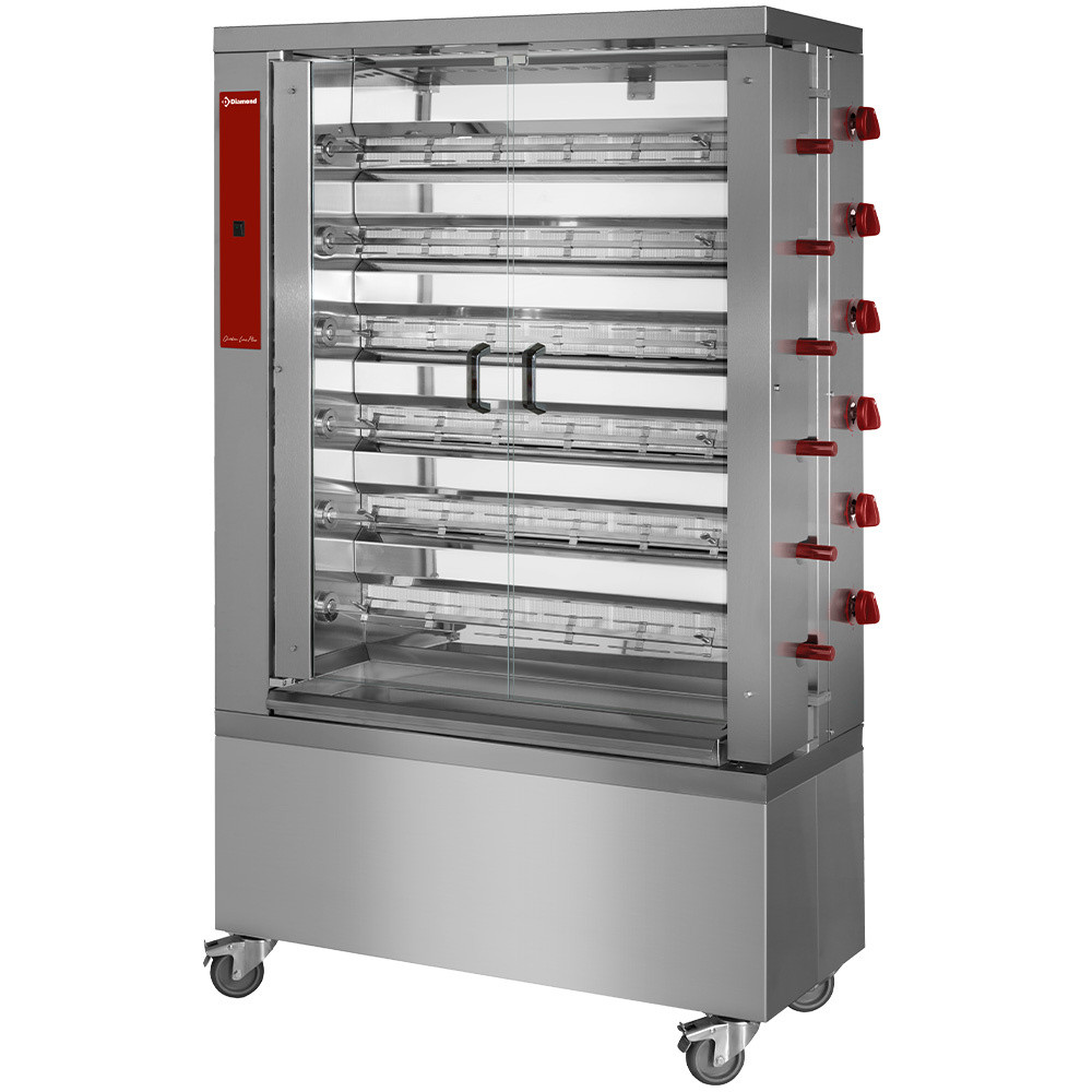 Rôtissoire gaz DIAMOND 6 broches - 36 poulets - Professionnelle inox
