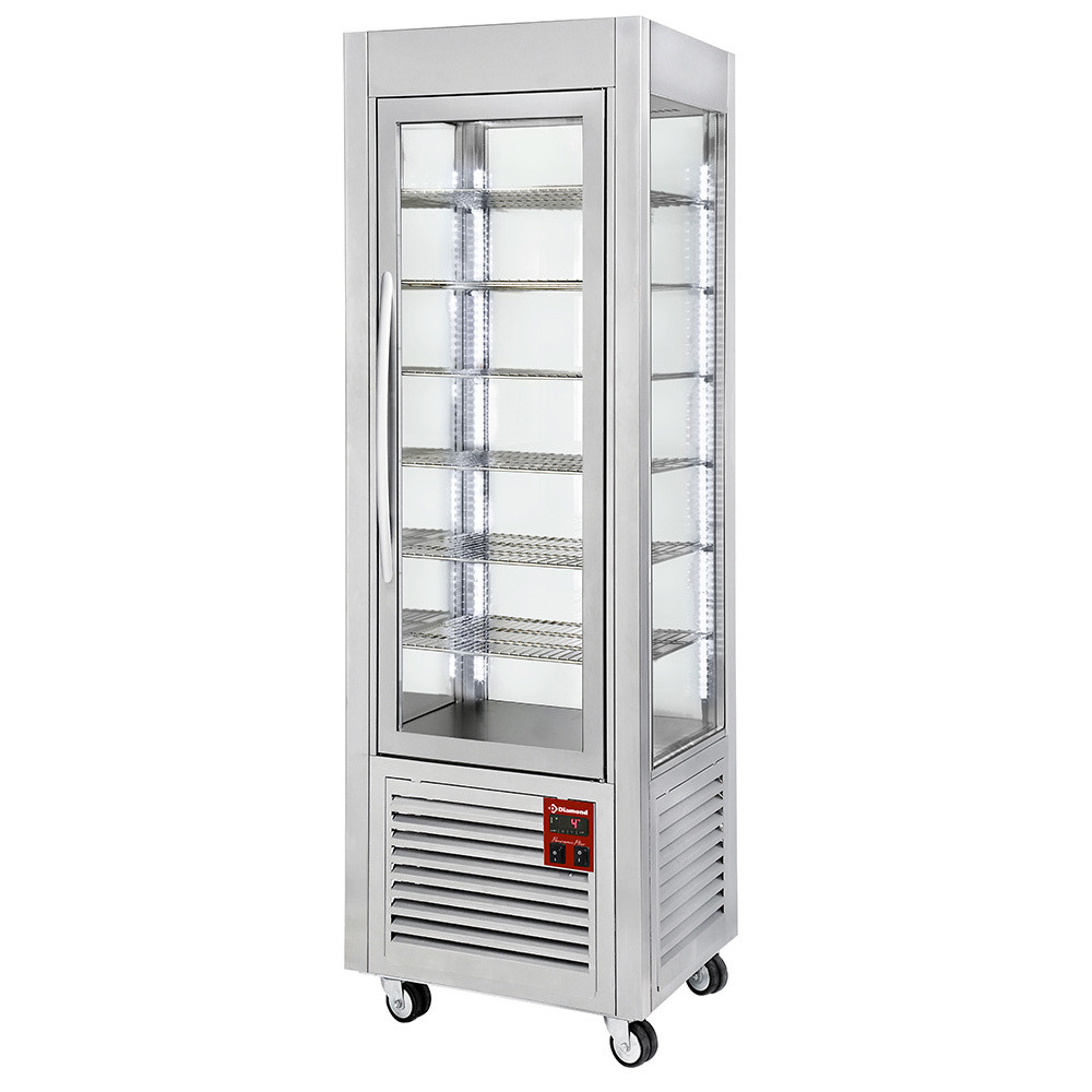 Vitrine panoramique Diamond 360L - 5 grilles ventilée Inox