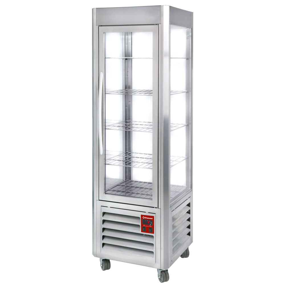 Vitrine panoramique Diamond 360L Inox - 5 grilles réfrigérées