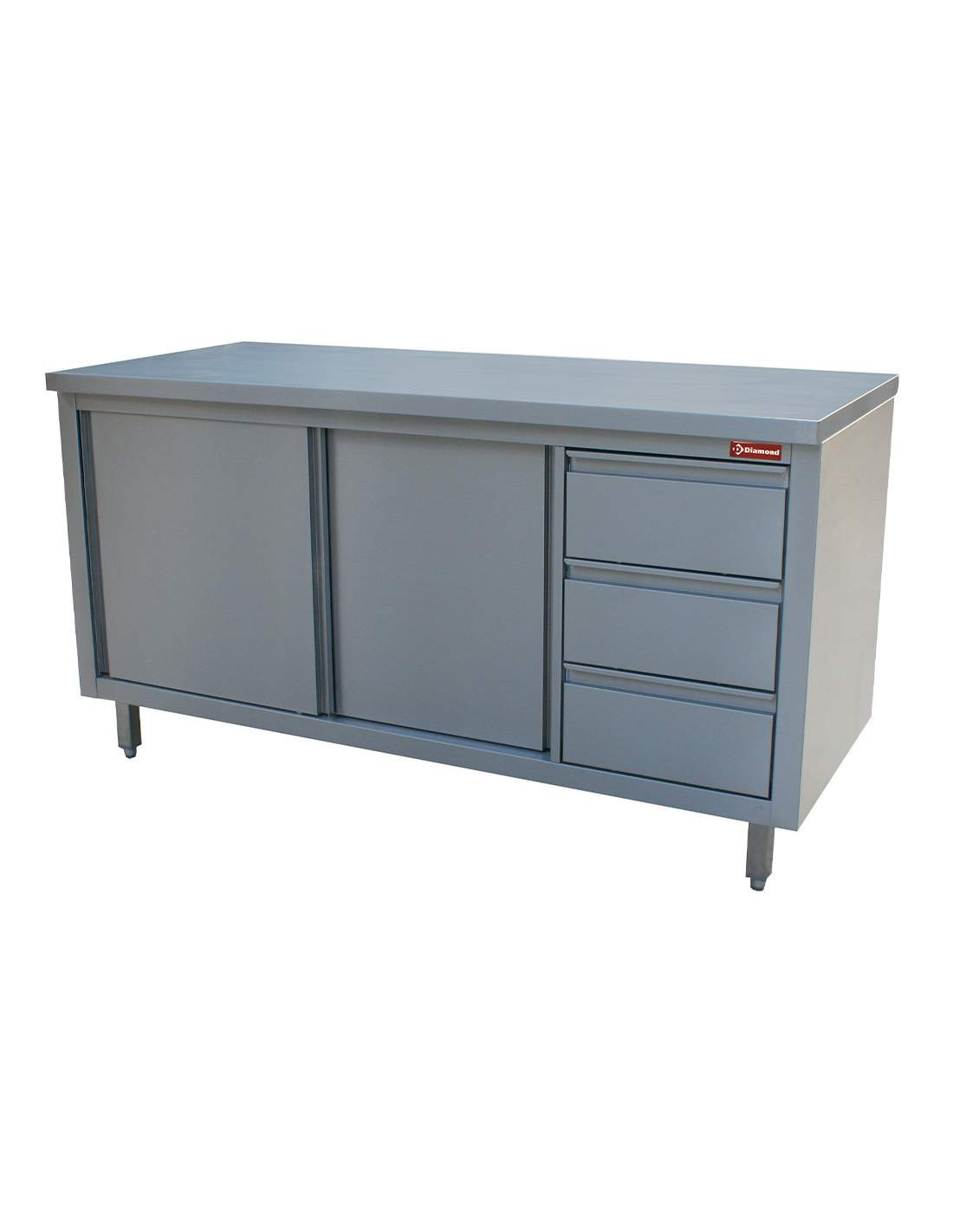 Table professionnelle DIAMOND sur armoire avec 3 tiroirs à droite