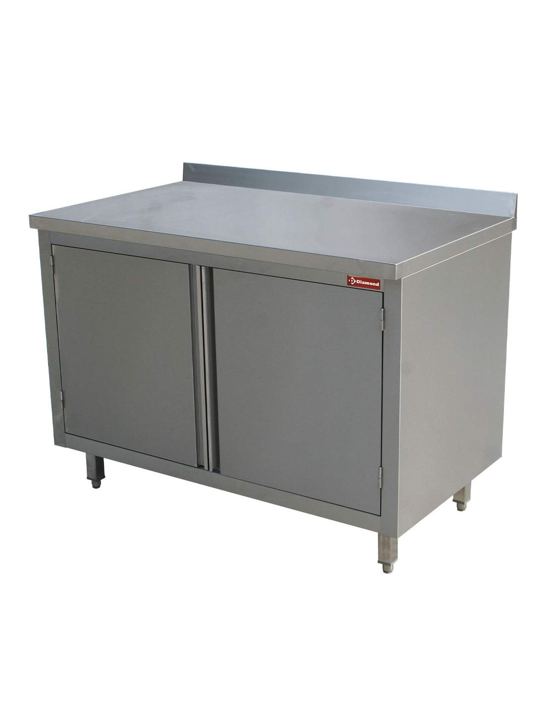 Table armoire neutre DIAMOND avec portes battantes - Acier inoxydable