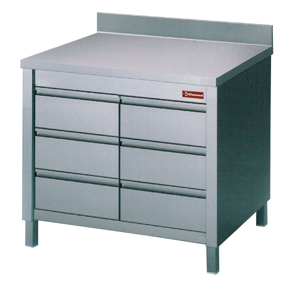 Table sur armoire DIAMOND 6 tiroirs GN1/1 - Professionnelle et robuste