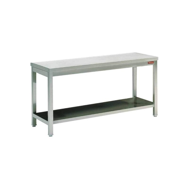 Table professionnelle DIAMOND avec tablette inférieure - Acier inox