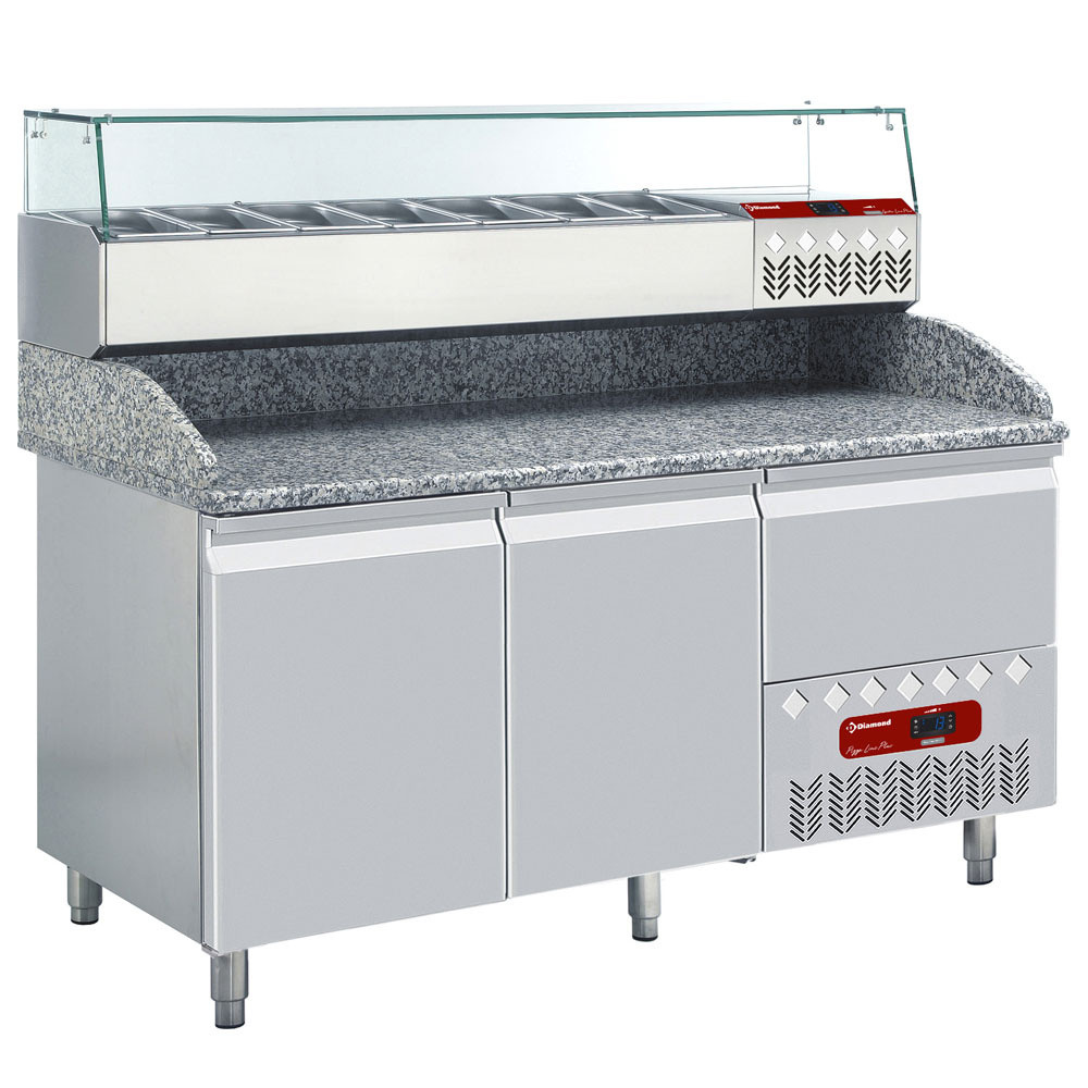 Table frigo DIAMOND - Table réfrigérée professionnelle pour pizzas