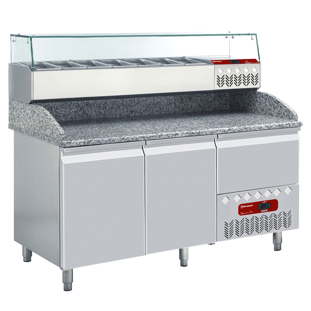 Ensemble table frigo Diamond avec structure réfrigérée pour pizzeria