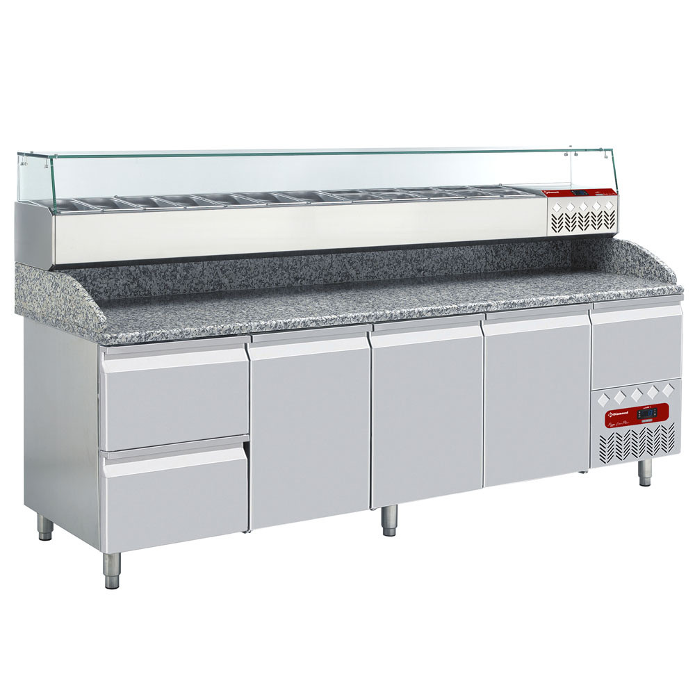 Table frigo réfrigérée DIAMOND pour pizza - Structure professionnelle