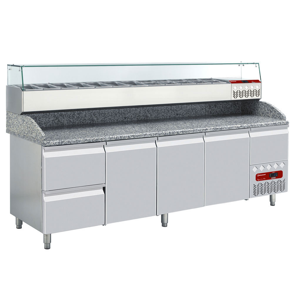Ensemble table frigo réfrigérée Diamond pour préparation pizzas