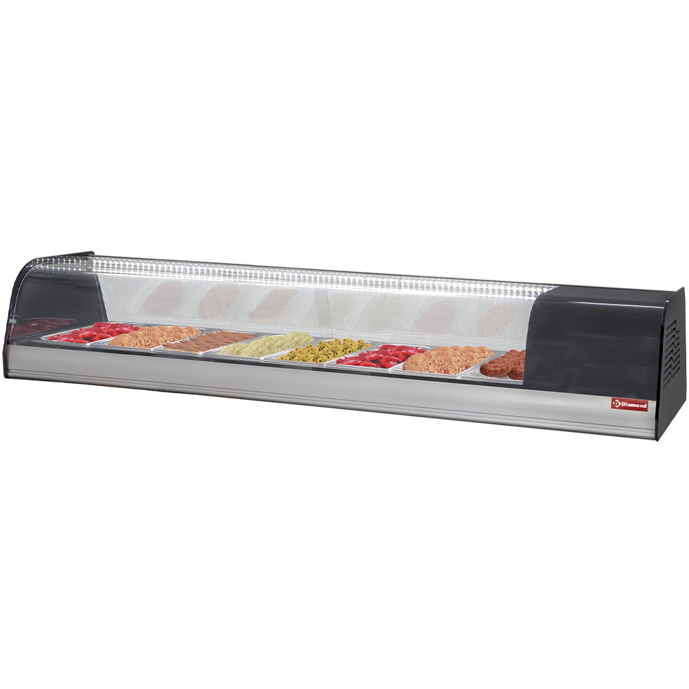 Vitrine à tapas réfrigérée DIAMOND - 8 bacs GN 1/3 inclus