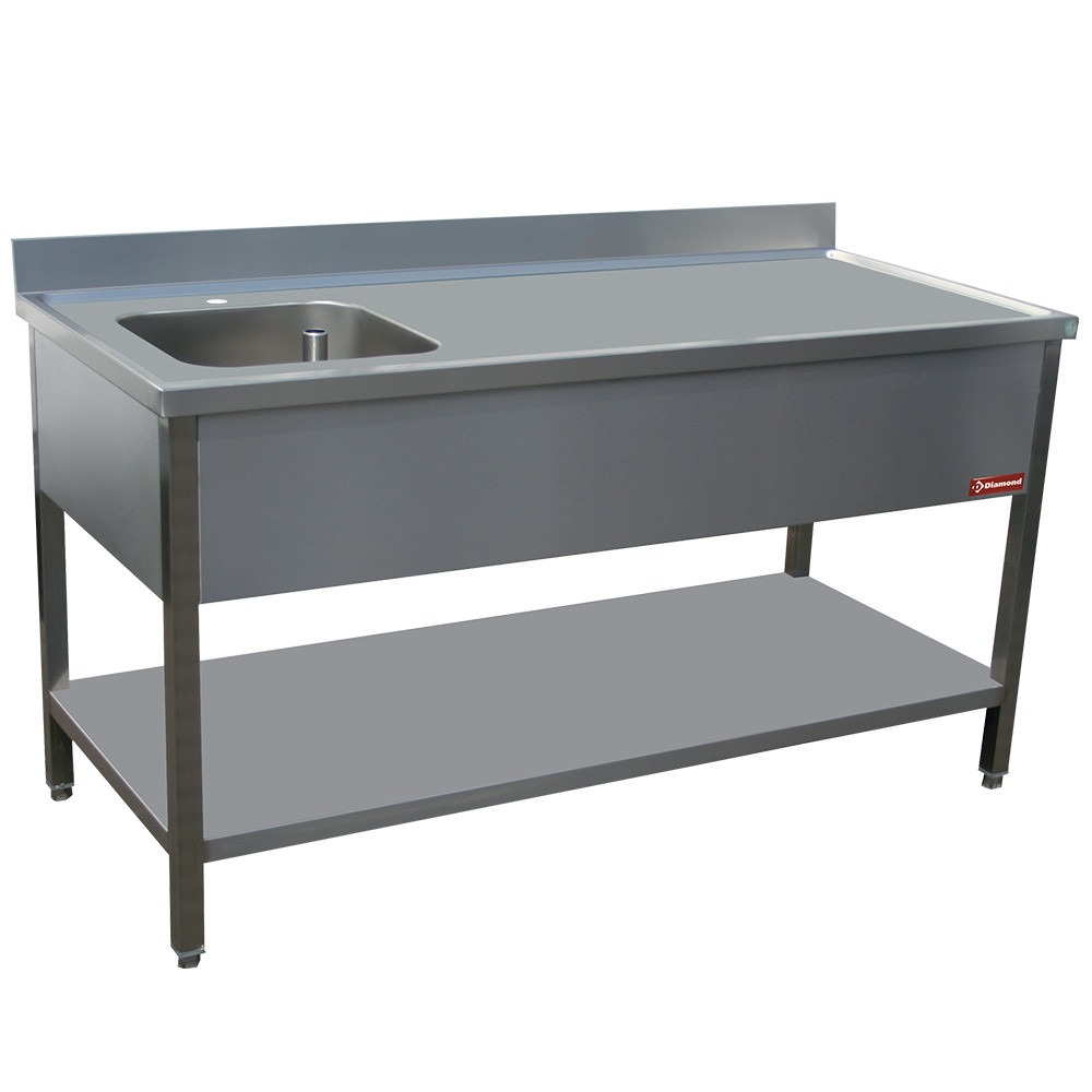 Table de chef DIAMOND 1 cuve gauche - Cuisine professionnelle en inox