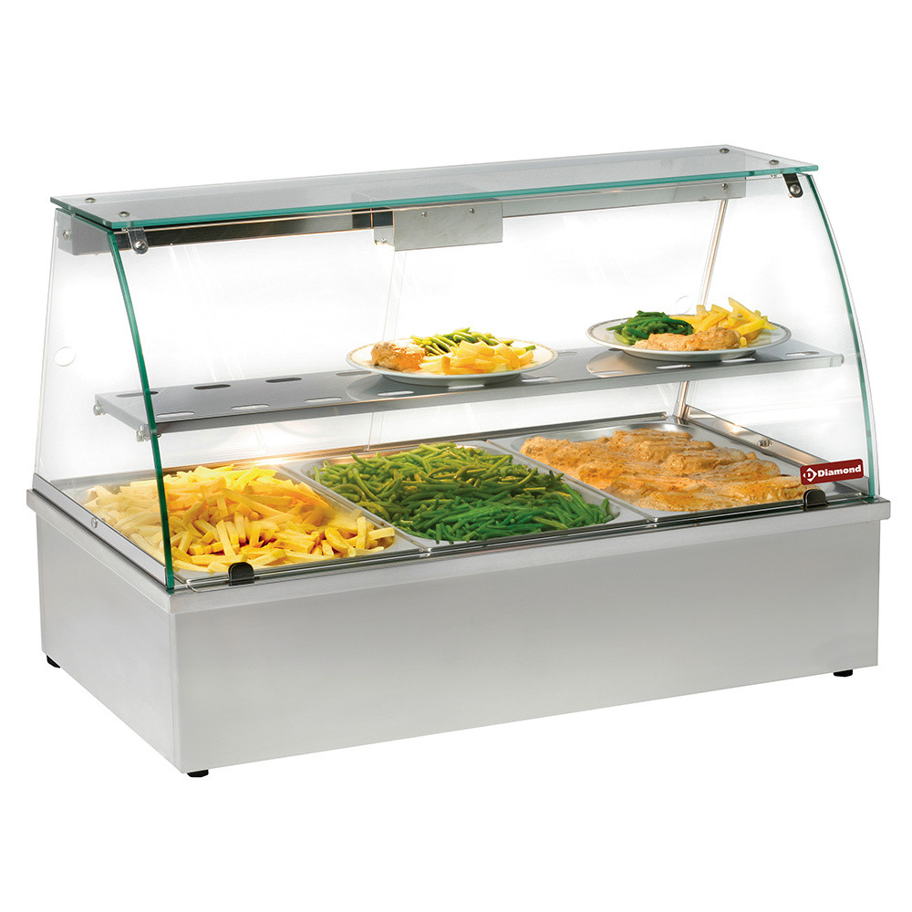 Vitrine chauffante Diamond 3 GN - Bain-marie panoramique restauration