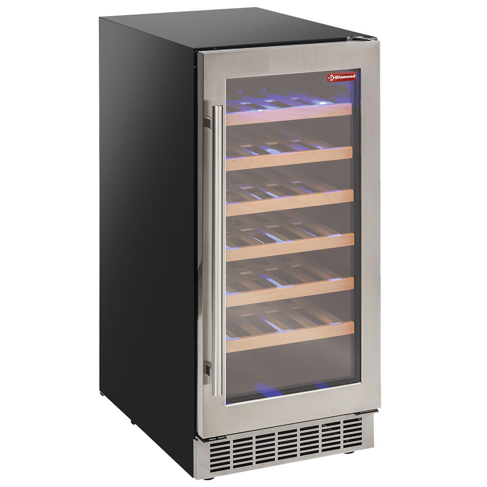 Vitrine cave à vins ventilée DIAMOND - 106L, porte inox, 34 bouteilles