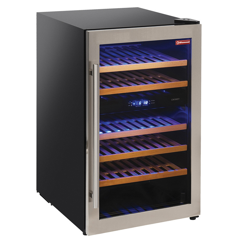 Cave à vins ventilée Diamond 140L - 2 températures - Porte inox