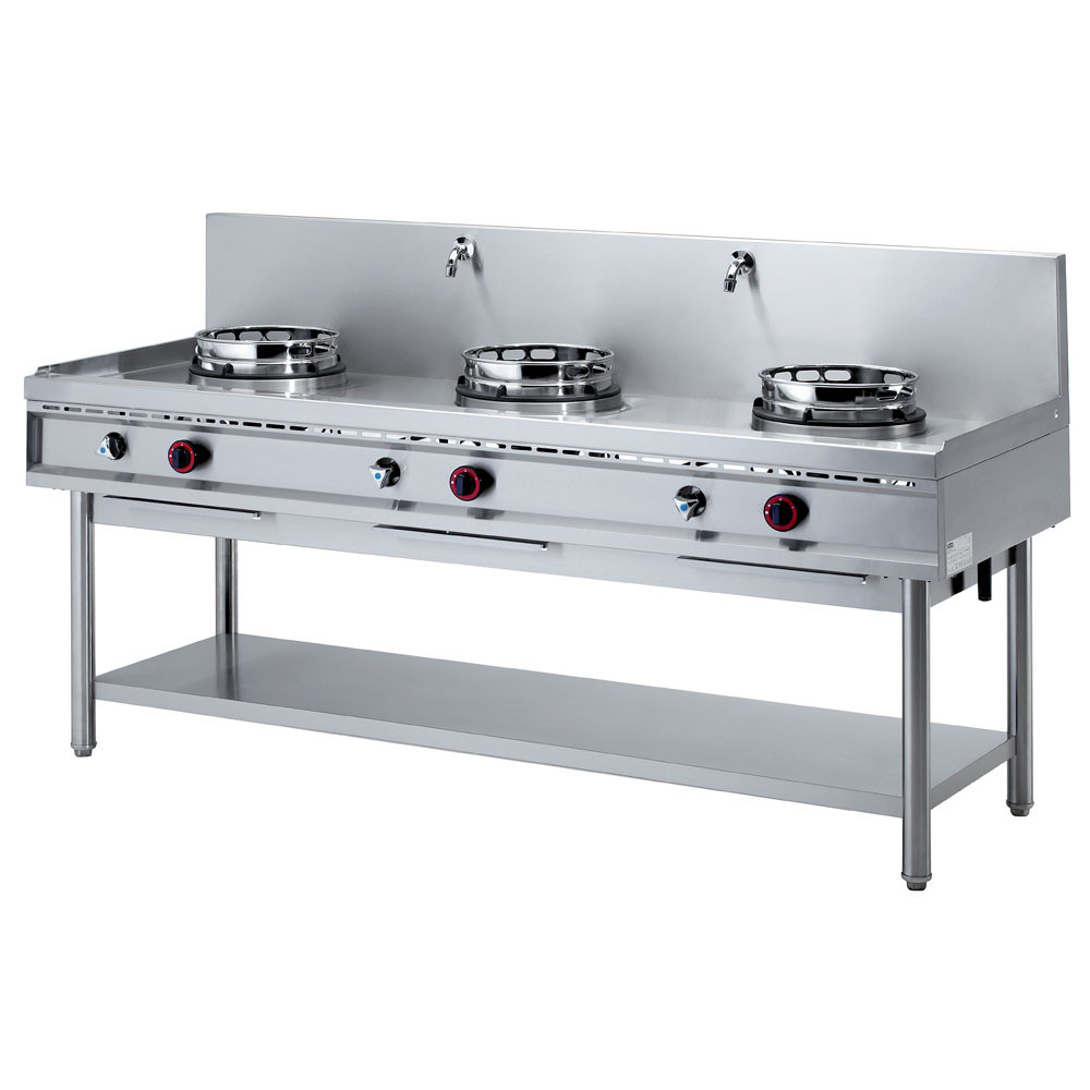 Fourneau wok gaz DIAMOND 3 feux - Puissante cuisson 3x13 kW