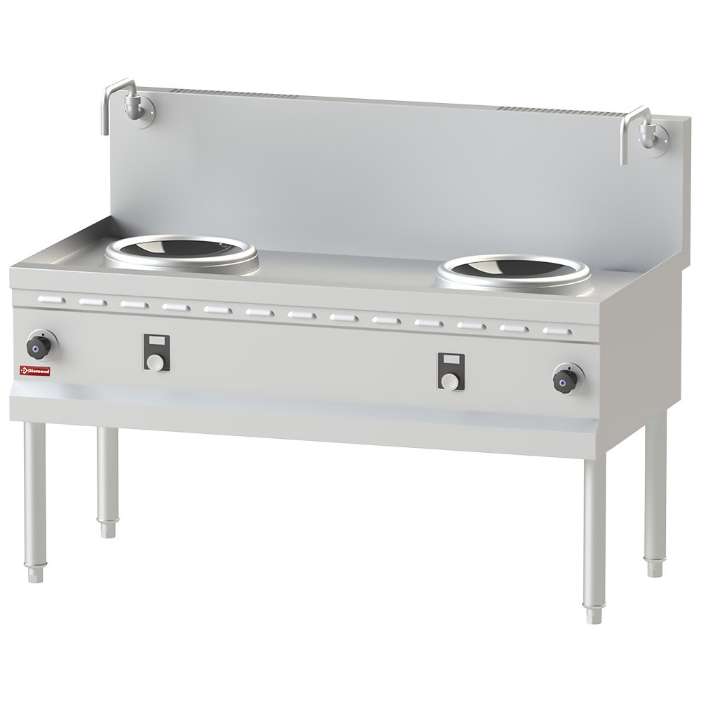 Fourneau wok induction DIAMOND - 2 zones Ø300 mm, 10 kW de puissance