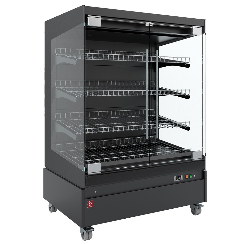 Vitrine chauffante DIAMOND - Portes vitrées, sur roues, full black
