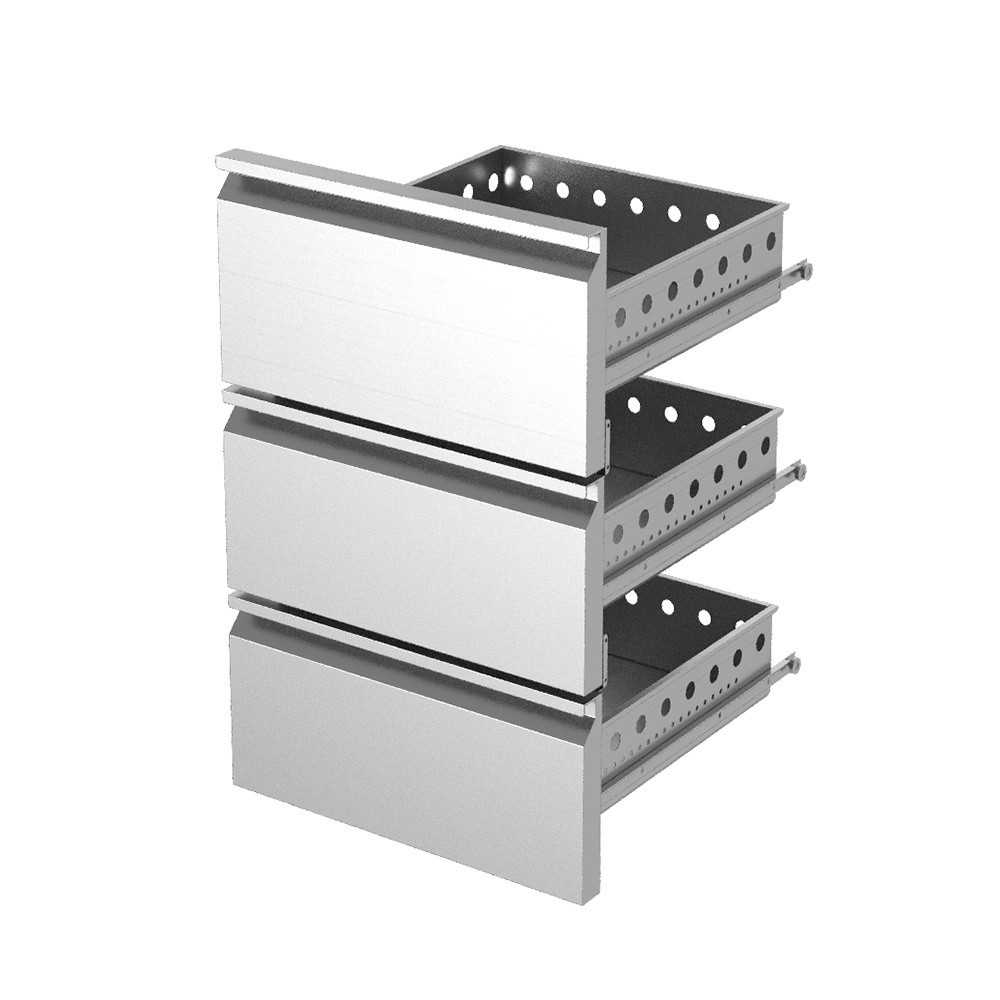 Kit bloc tiroirs inox 1/3+1/3+1/3 DIAMOND pour refroidisseurs KBR