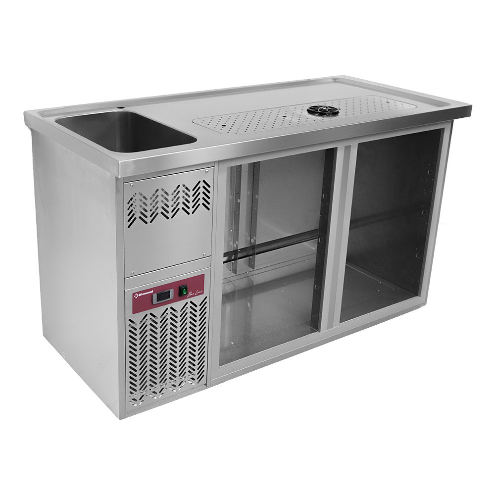 Comptoir bar réfrigéré 370L avec égouttoir et cuve à gauche - DIAMOND