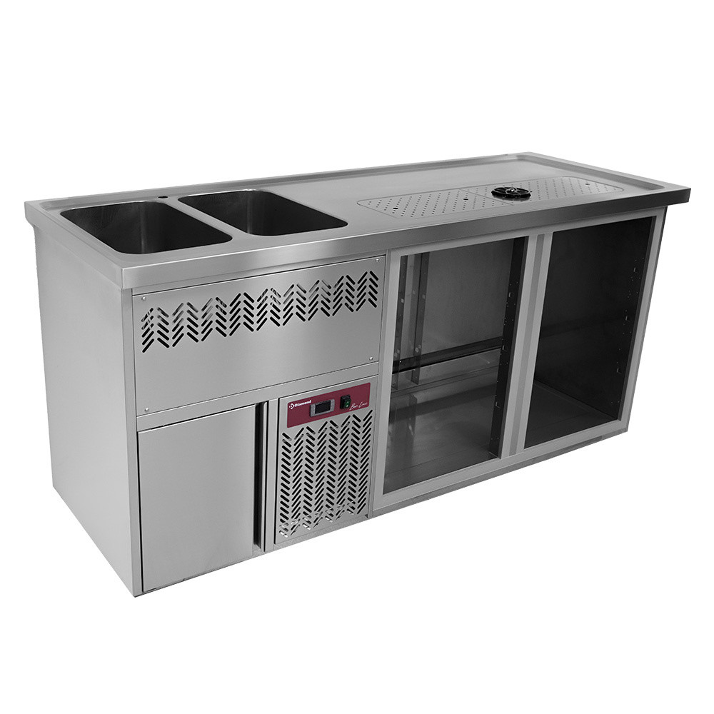 Comptoir bar réfrigéré professionnel 2 cuves à gauche - DIAMOND