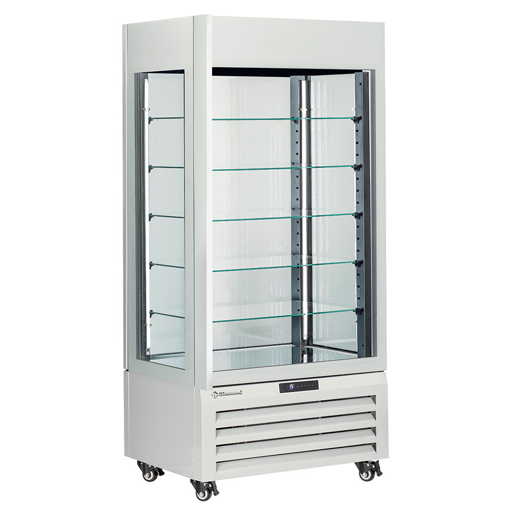Vitrine FULL vitrée DIAMOND 600L - 5 niveaux verre - Chocolat-Blanc