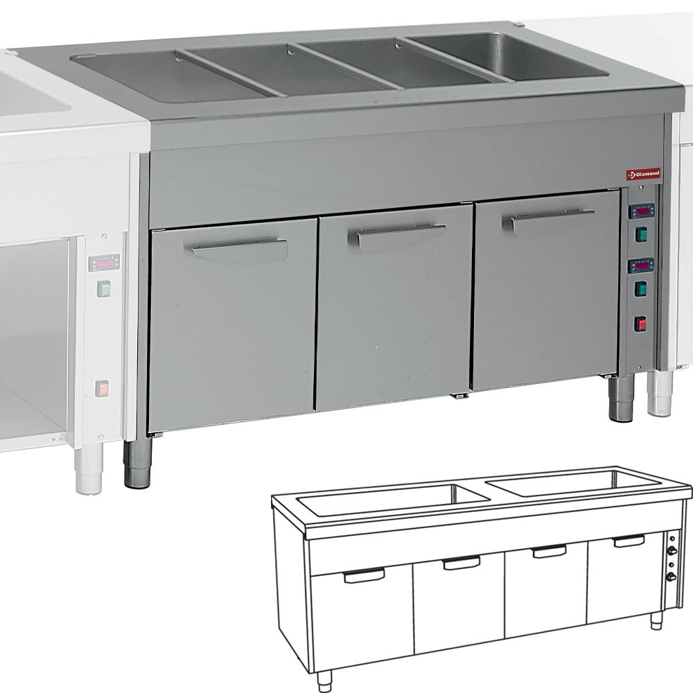 Élément bain-marie sur armoire chauffante DIAMOND - 2x3 GN 1/1