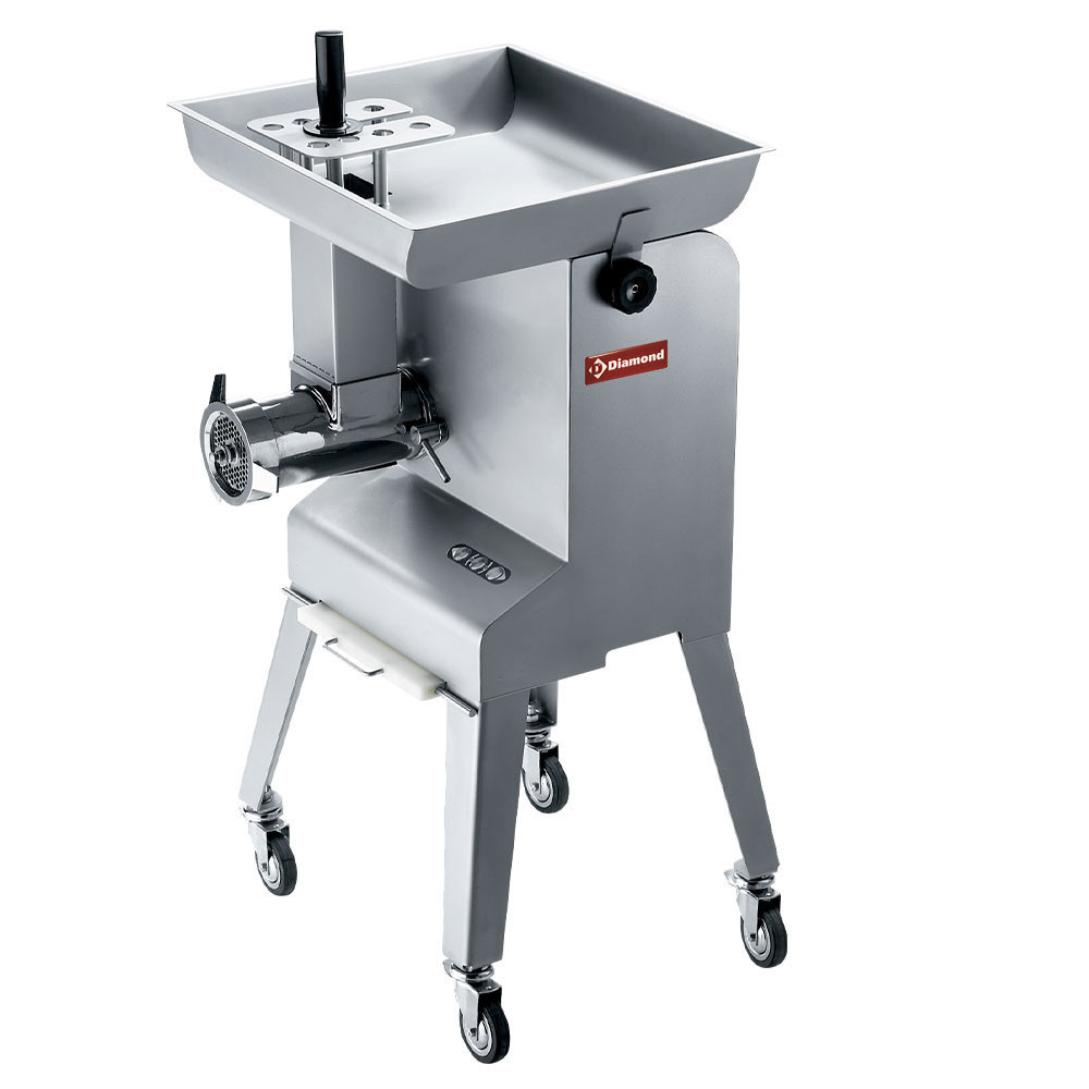 Hachoir à viande DIAMOND N°32 en inox - 600 kg/h - Socle à roues