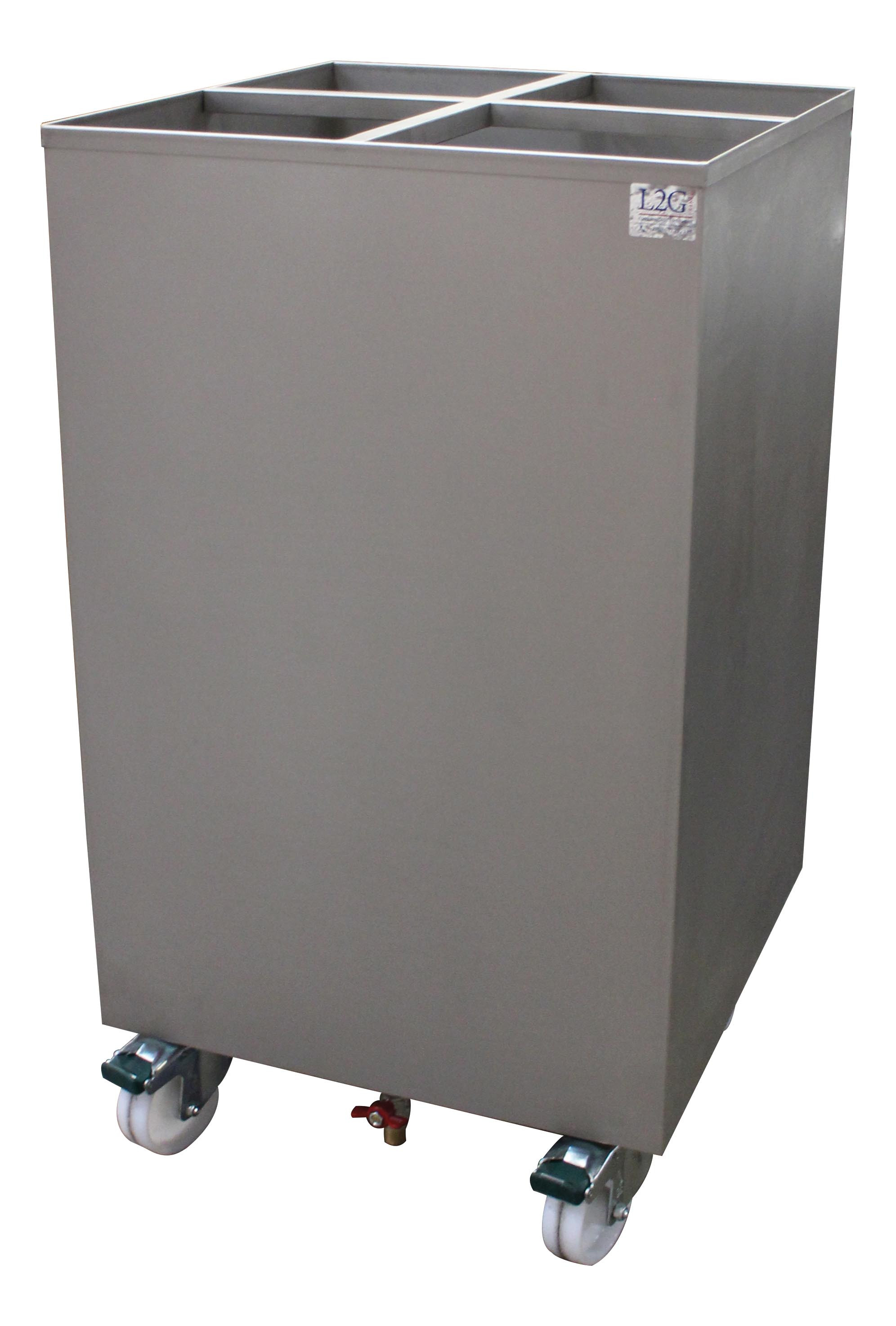 Chariot inox 304 L2G pour trempage de broches - 4 compartiments