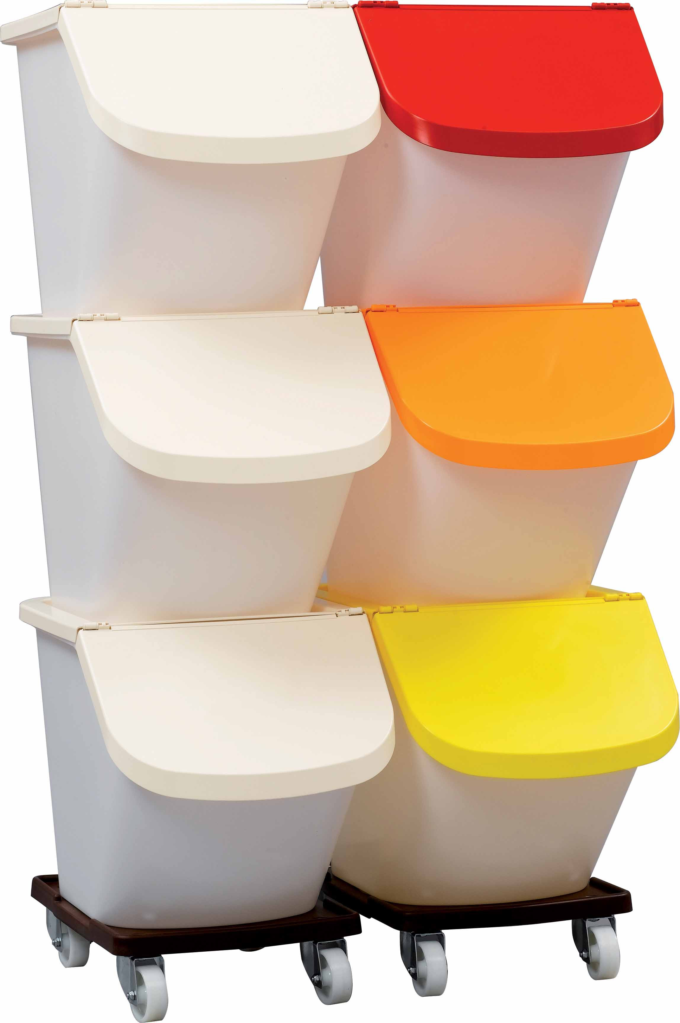 Trio de bacs 40L L2G - Conteneurs universels empilables avec chariot