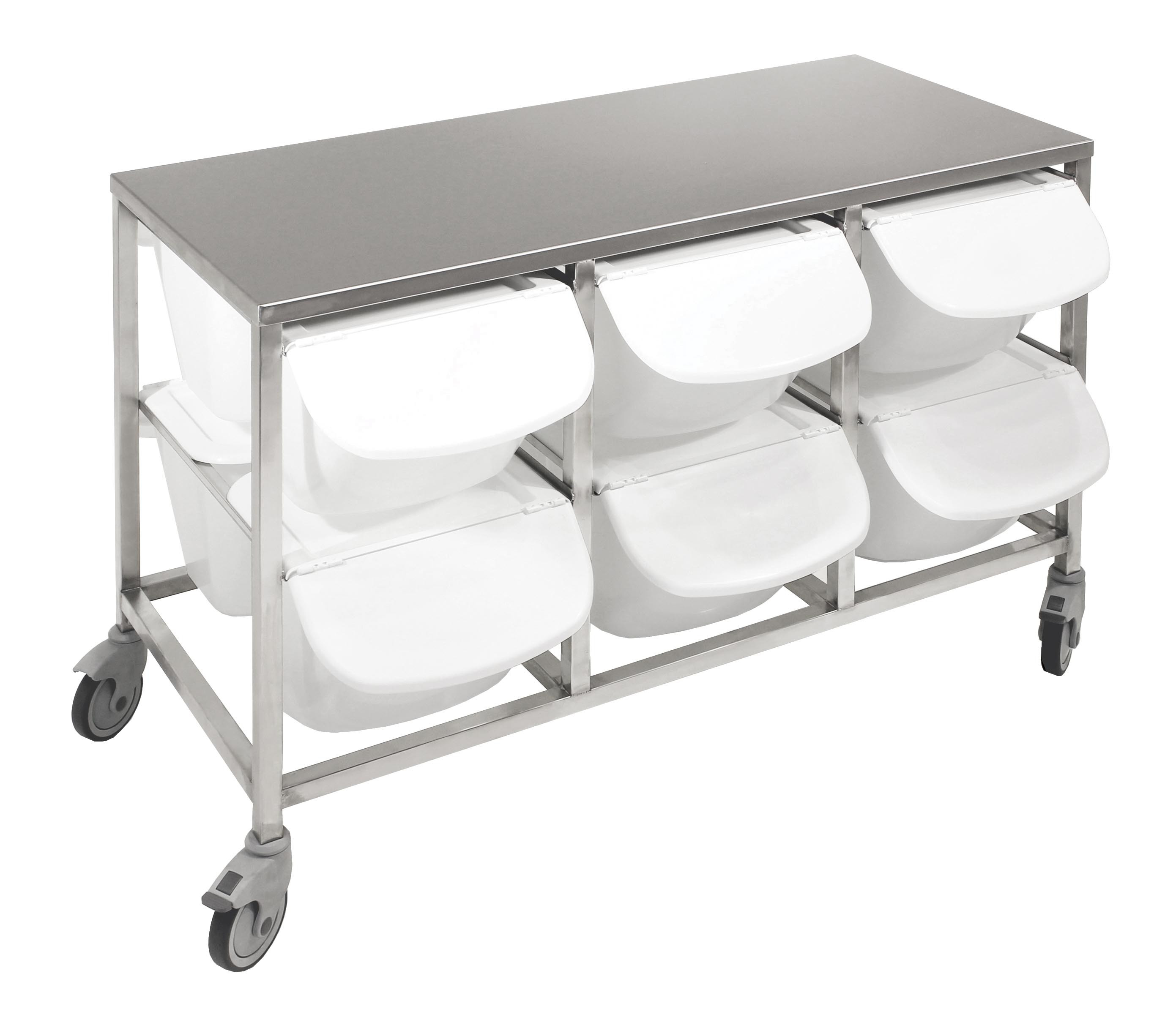 Table pour bacs à ingrédients inox 304 sur roulettes - L2G