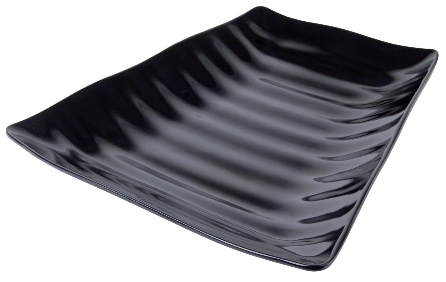 Plat mélaminé noir ondulé rectangulaire L2G - Résistant aux rayures