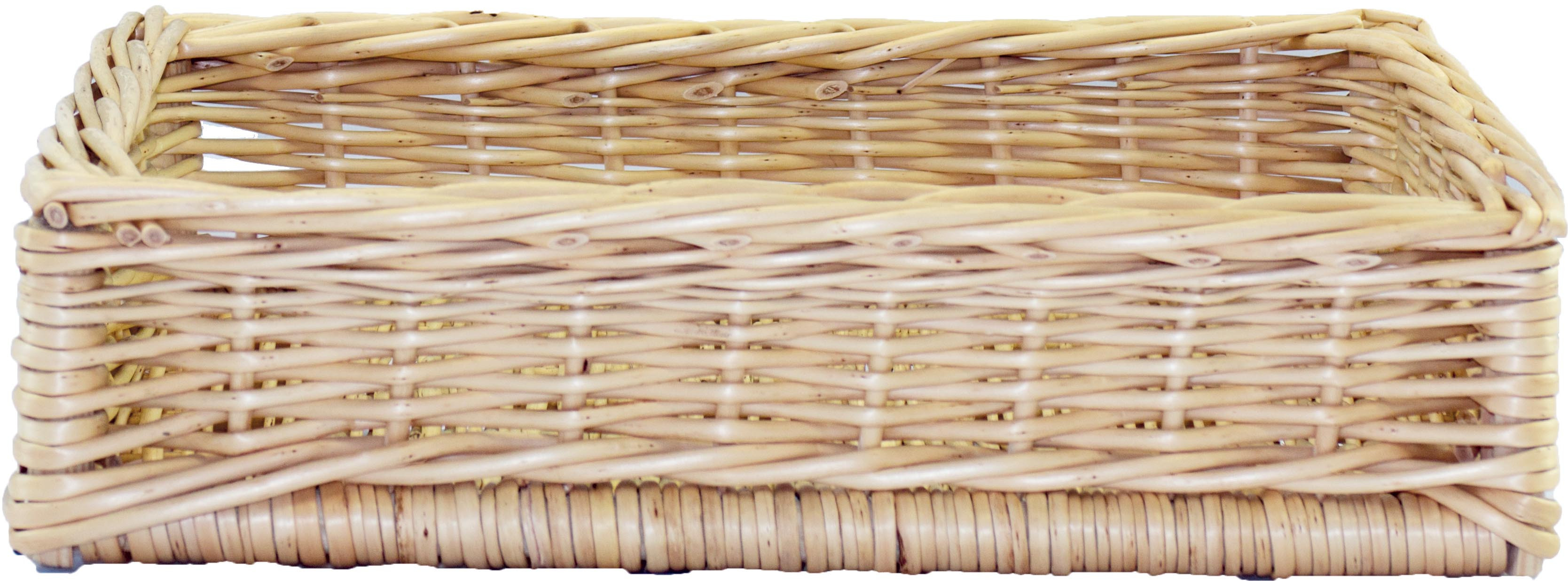 Corbeille Osier Blanc L2G 30x20cm - Panier alimentaire rectangulaire