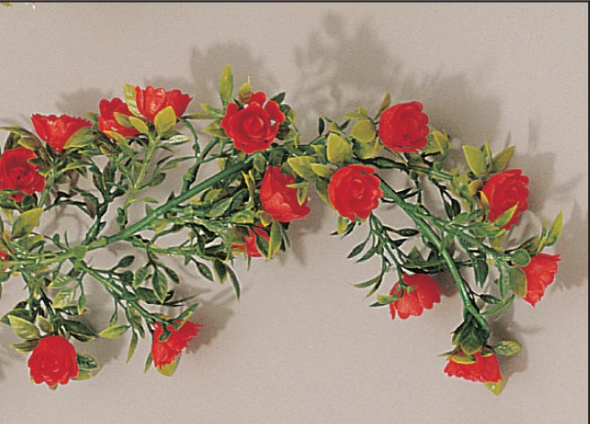 Guirlande décorative roses pompons rouges L2G - Décoration vitrines