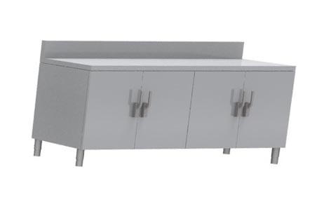 Meuble cuisine professionnel L2G - Dessus inox 304, 4 portes battantes