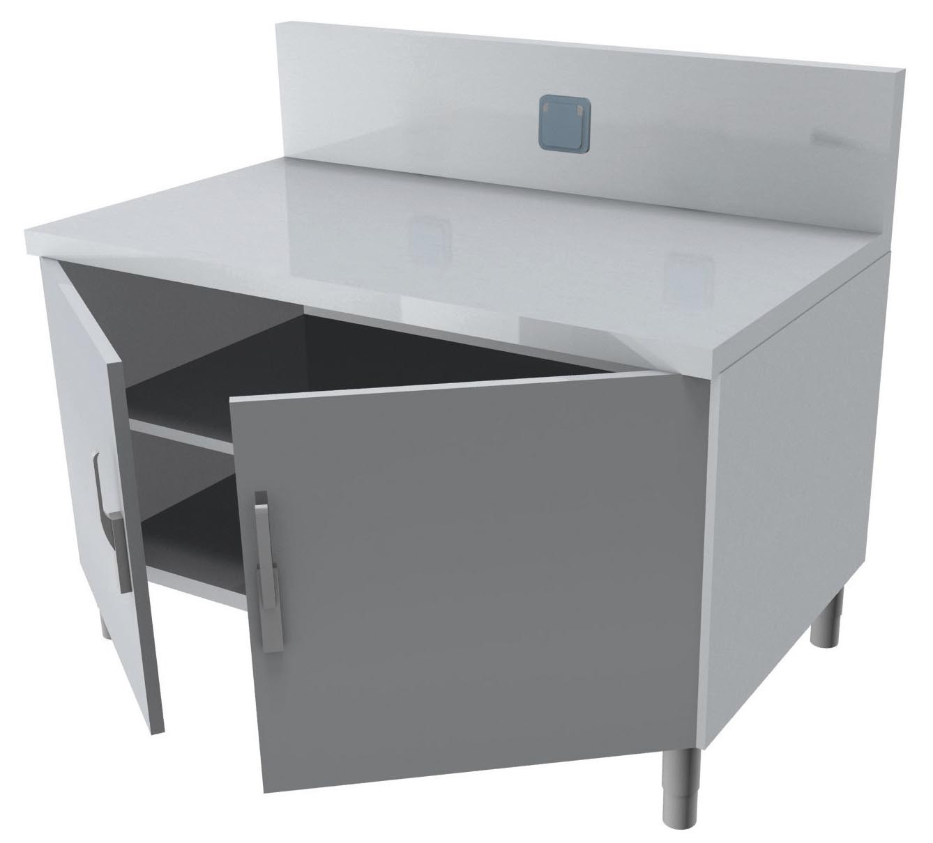 Meuble trancheur L2G avec dessus inox AISI 304 et dosseret 250x50 mm