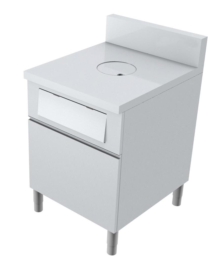 Meuble poubelle professionnel L2G avec TVO et dosseret - Cuisine inox