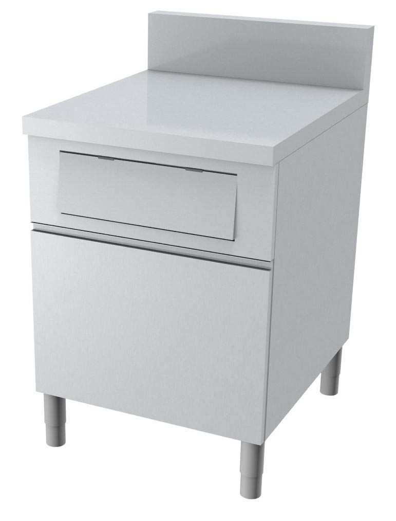 Meuble poubelle inox 304 avec tiroir coulissant et volet - L2G